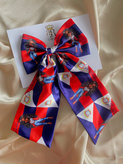African & Caribbean Satin LongTail Bow Hair Clips