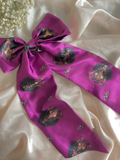 Autumn XL Satin LongTail Bow Hair Clips