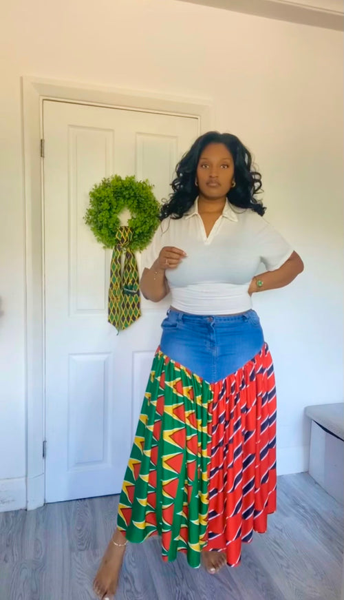 Up-Cycle Denim Maxi Ruffle Skirt