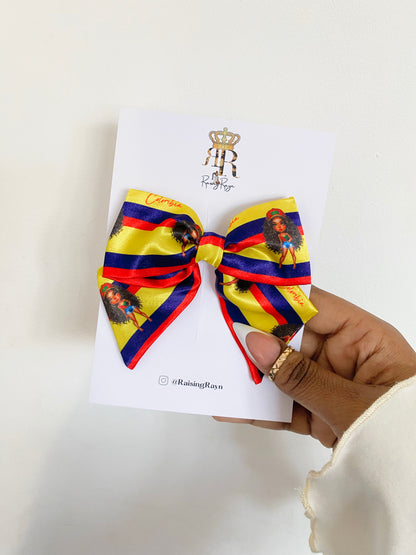 African & Caribbean Satin Mini Bow Hair Clips