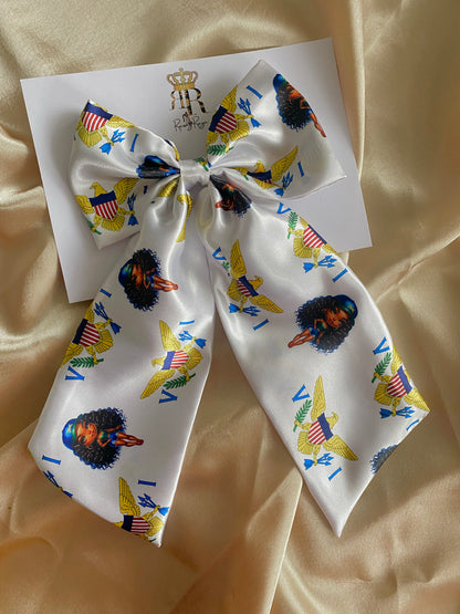 African & Caribbean Satin LongTail Bow Hair Clips