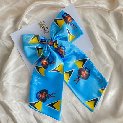 African & Caribbean Satin LongTail Bow Hair Clips