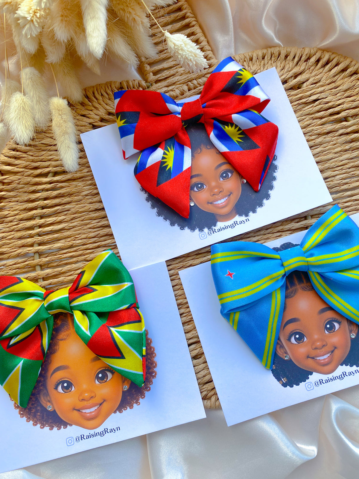 PLAIN African & Caribbean Satin Mini Bow Hair Clips