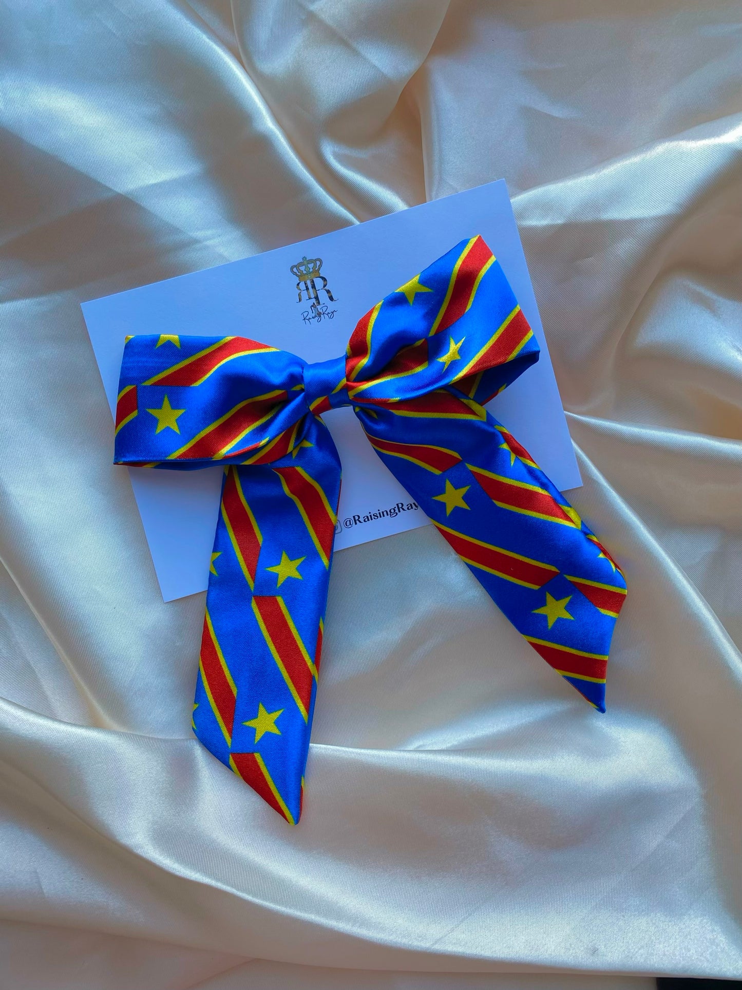 African & Caribbean Satin LongTail Mini Bow Hair Clips