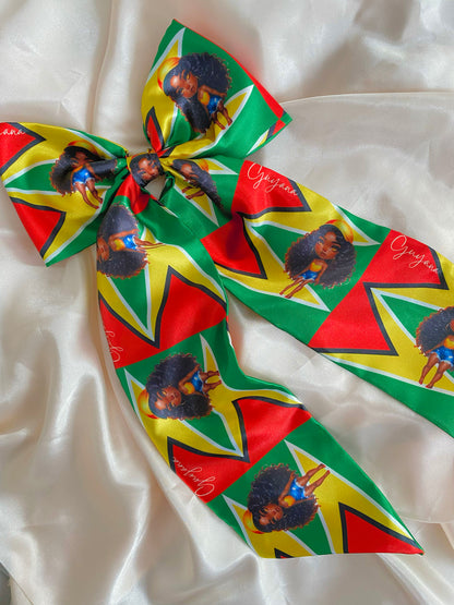 (Extra long) African & Caribbean XL Satin Long Tail Bow Hair Clips