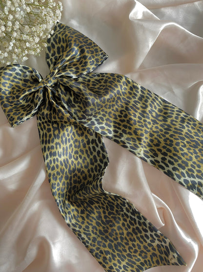 Autumn XL Satin LongTail Bow Hair Clips