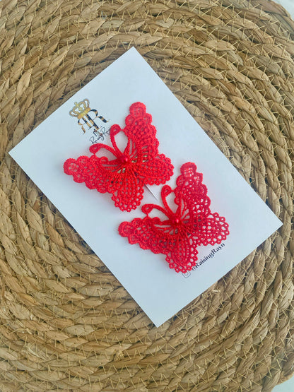 Lace Butterfly Floral Pearl embroidered Flower hairclip