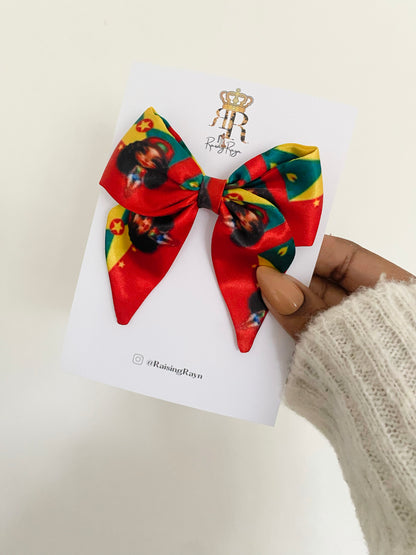 African & Caribbean Satin Mini Bow Hair Clips