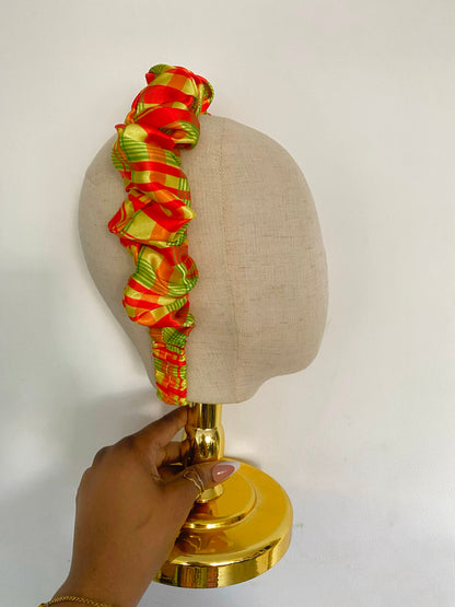 Madras Satin Scrunchie Headband