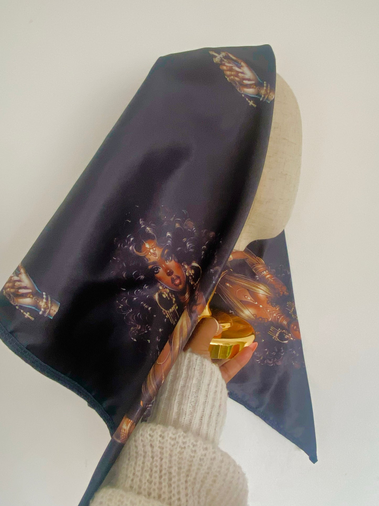 Black Queen Satin Scarf