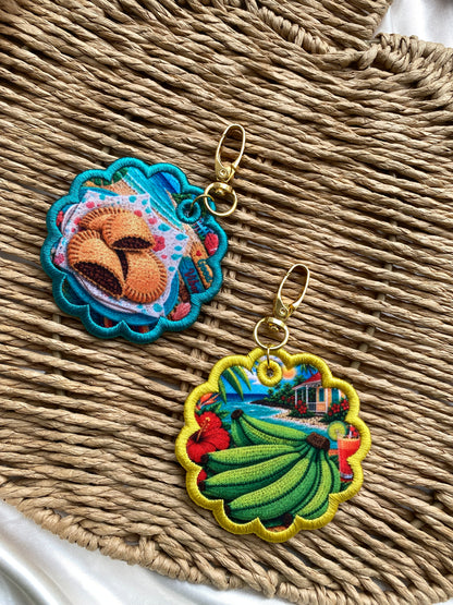 Embroidered Caribbean Keychains/Bag Tag