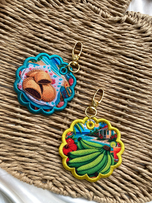 Embroidered Caribbean Keychains/Bag Tag
