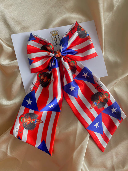 African & Caribbean Satin LongTail Bow Hair Clips