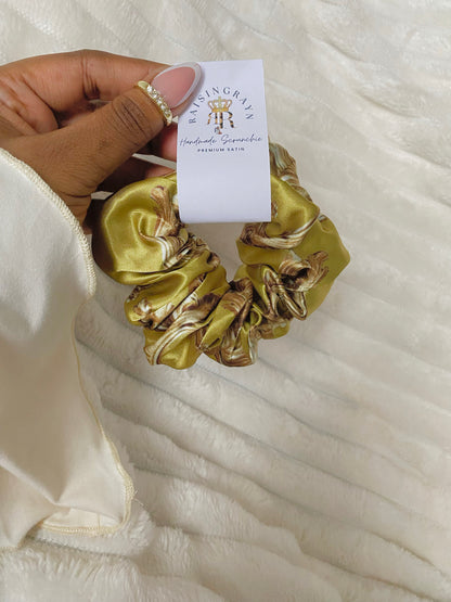 Autumn Damask Regular Satin Scrunchies