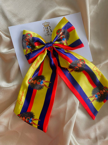 African & Caribbean Satin LongTail Bow Hair Clips