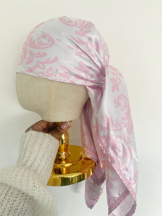 Pink Damask Satin Scarf