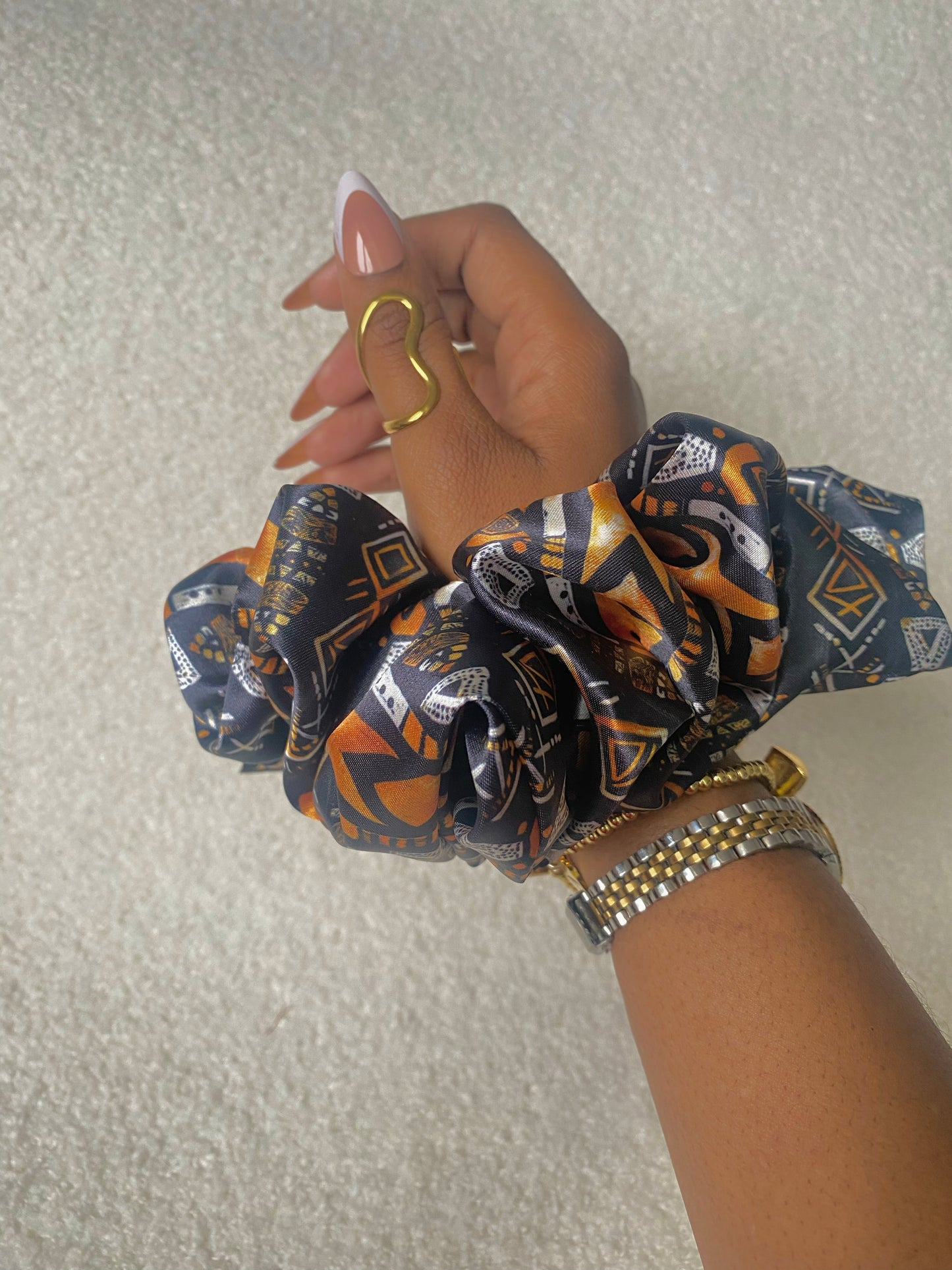 XL African Print Satin Scrunchies
