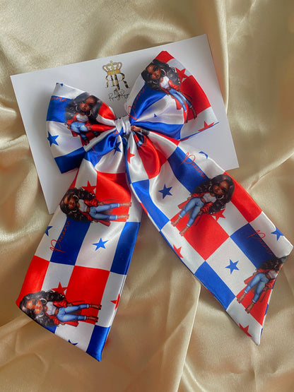 African & Caribbean Satin LongTail Bow Hair Clips