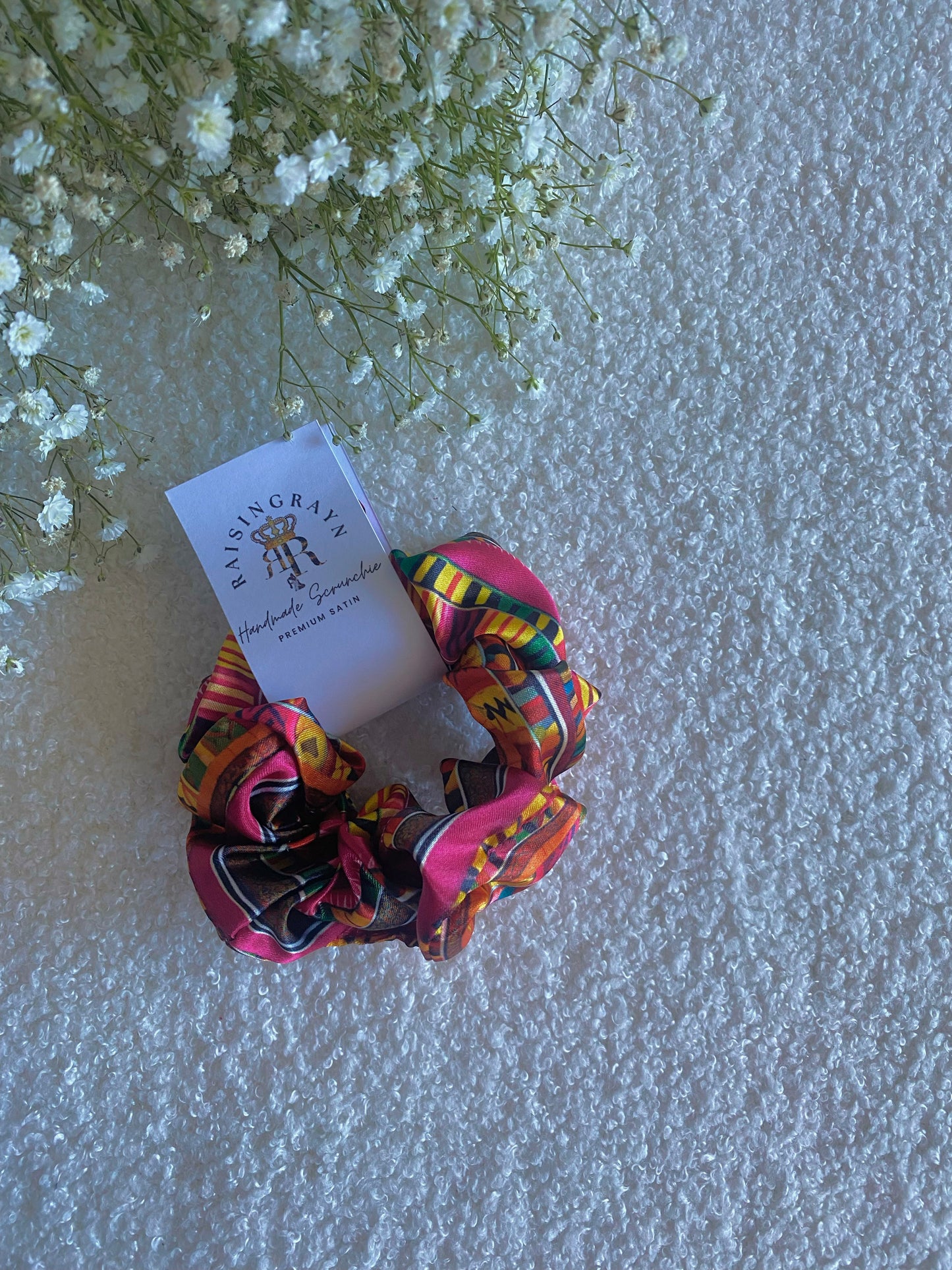 African Print Regular Satin Scrunchies