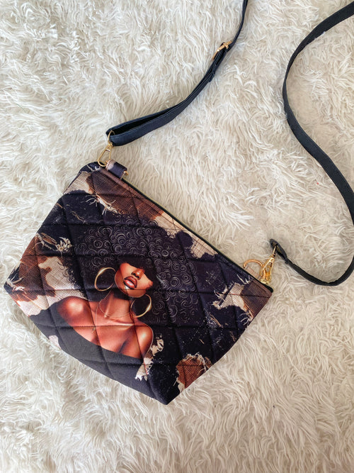 Black Denim Cowgirl Cross Body Bag