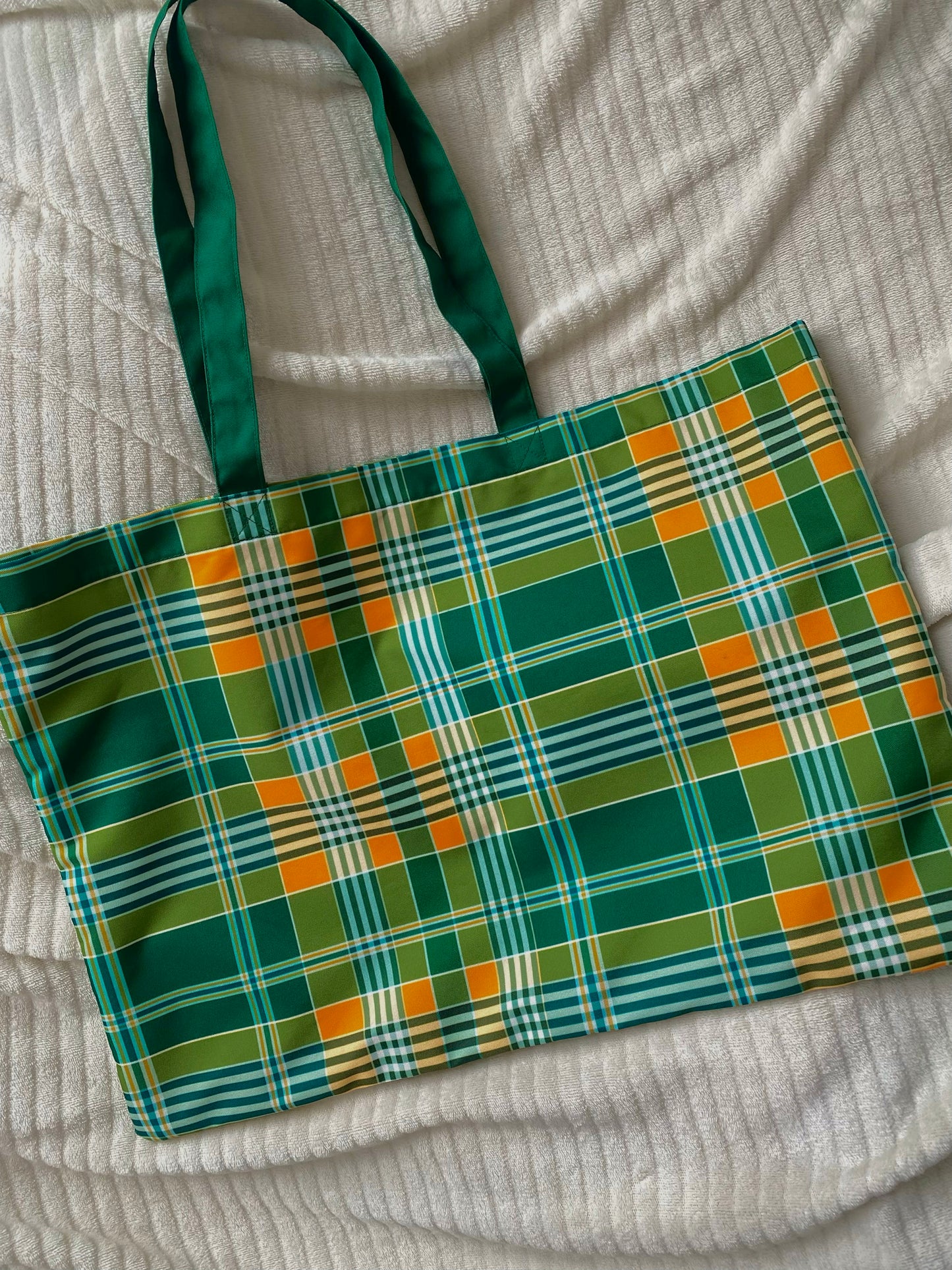 Madras Oversized Tote Bag