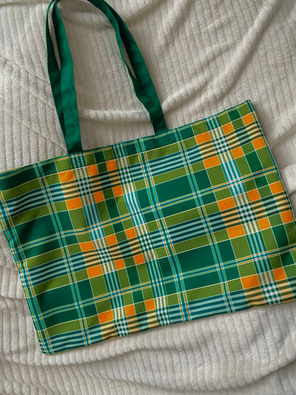 Madras Oversized Tote Bag