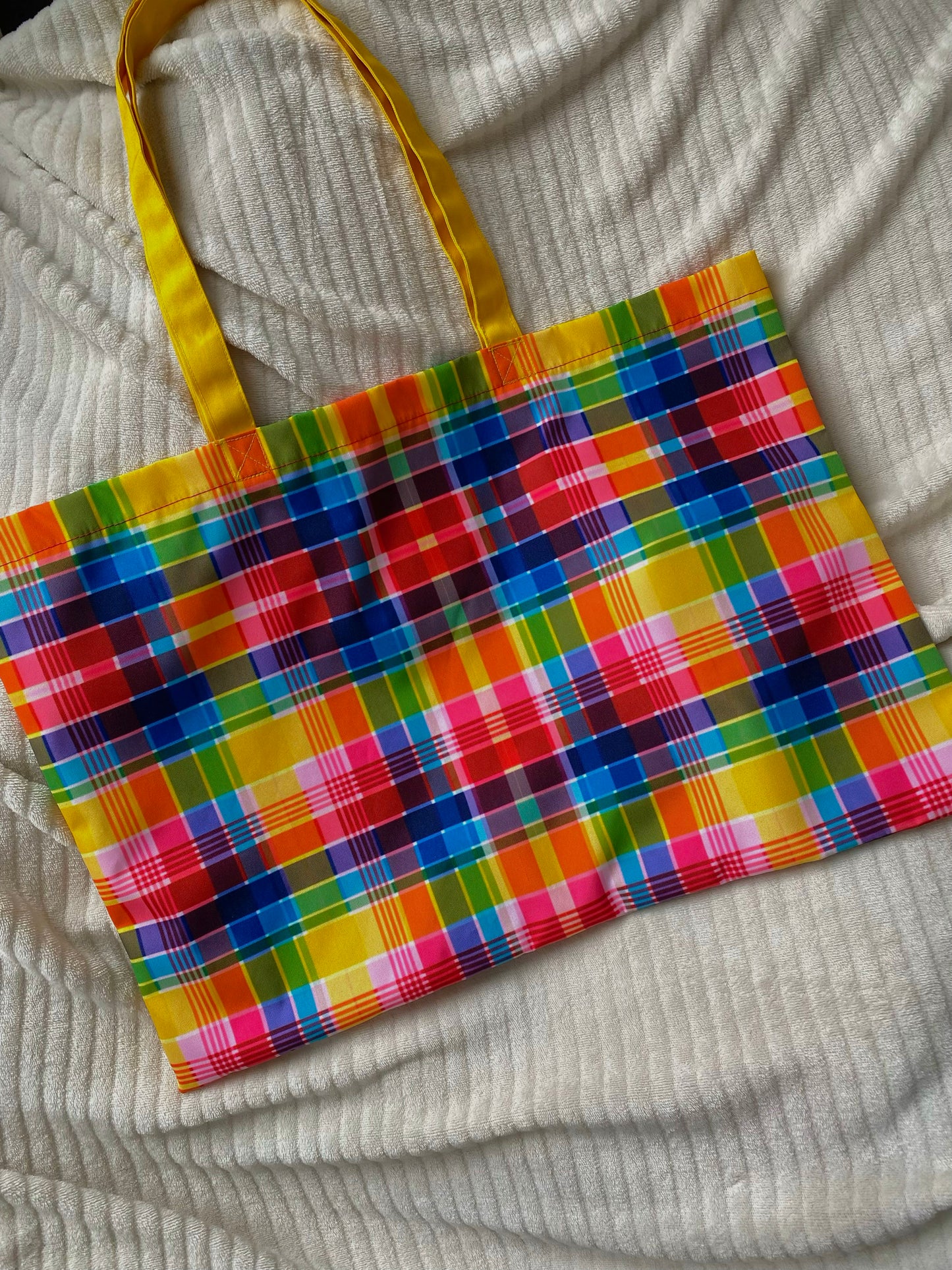 Madras Oversized Tote Bag