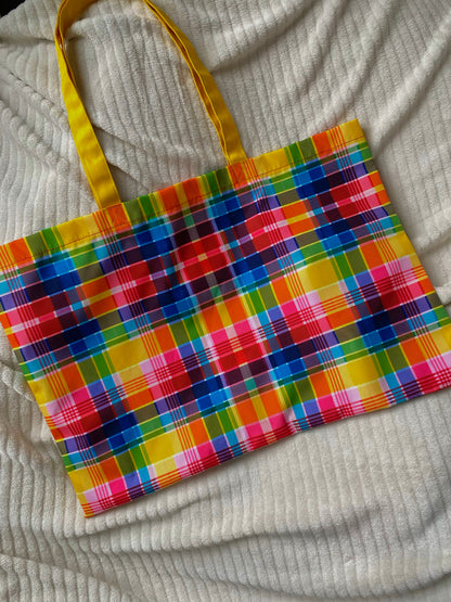 Madras Oversized Tote Bag