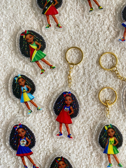 Flag Little Girl Keychains
