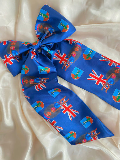 (Extra long) African & Caribbean XL Satin Long Tail Bow Hair Clips