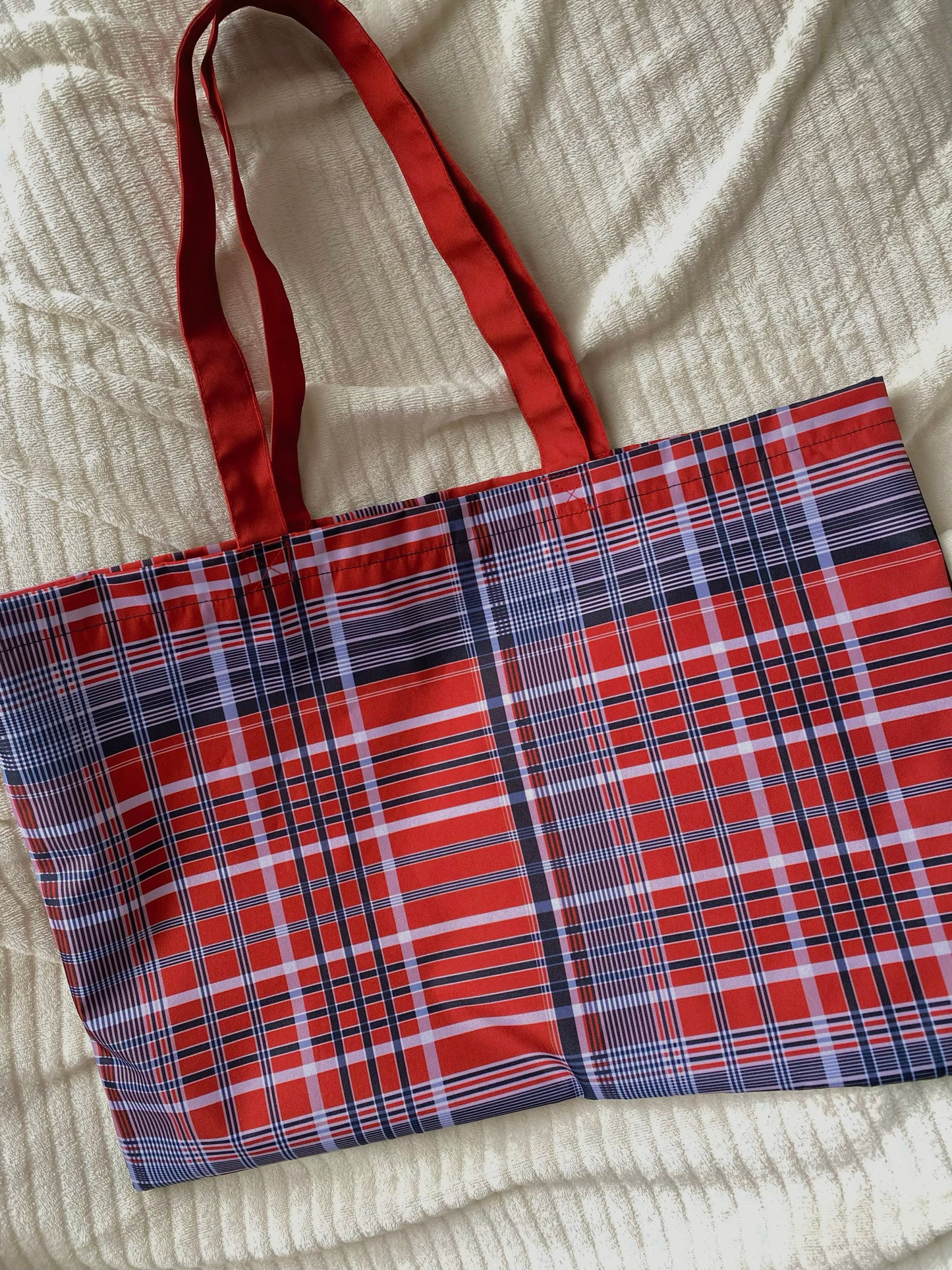 Madras Oversized Tote Bag