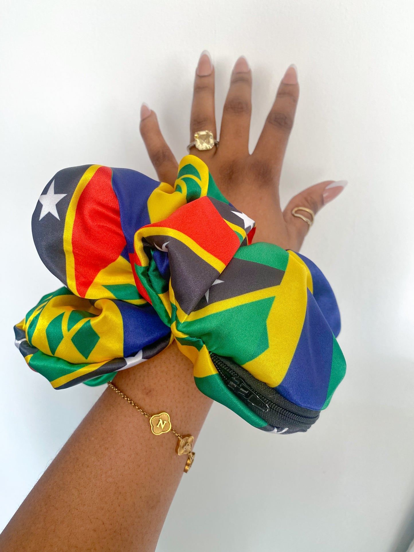 PRE - ORDER Dual Heritage African & Caribbean Satin  XL Zipper Scrunchies