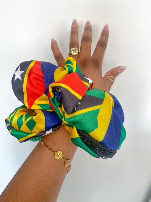 PRE - ORDER Dual Heritage African & Caribbean Satin  XL Zipper Scrunchies
