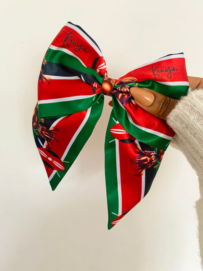 African & Caribbean Satin Bow Hair Clips