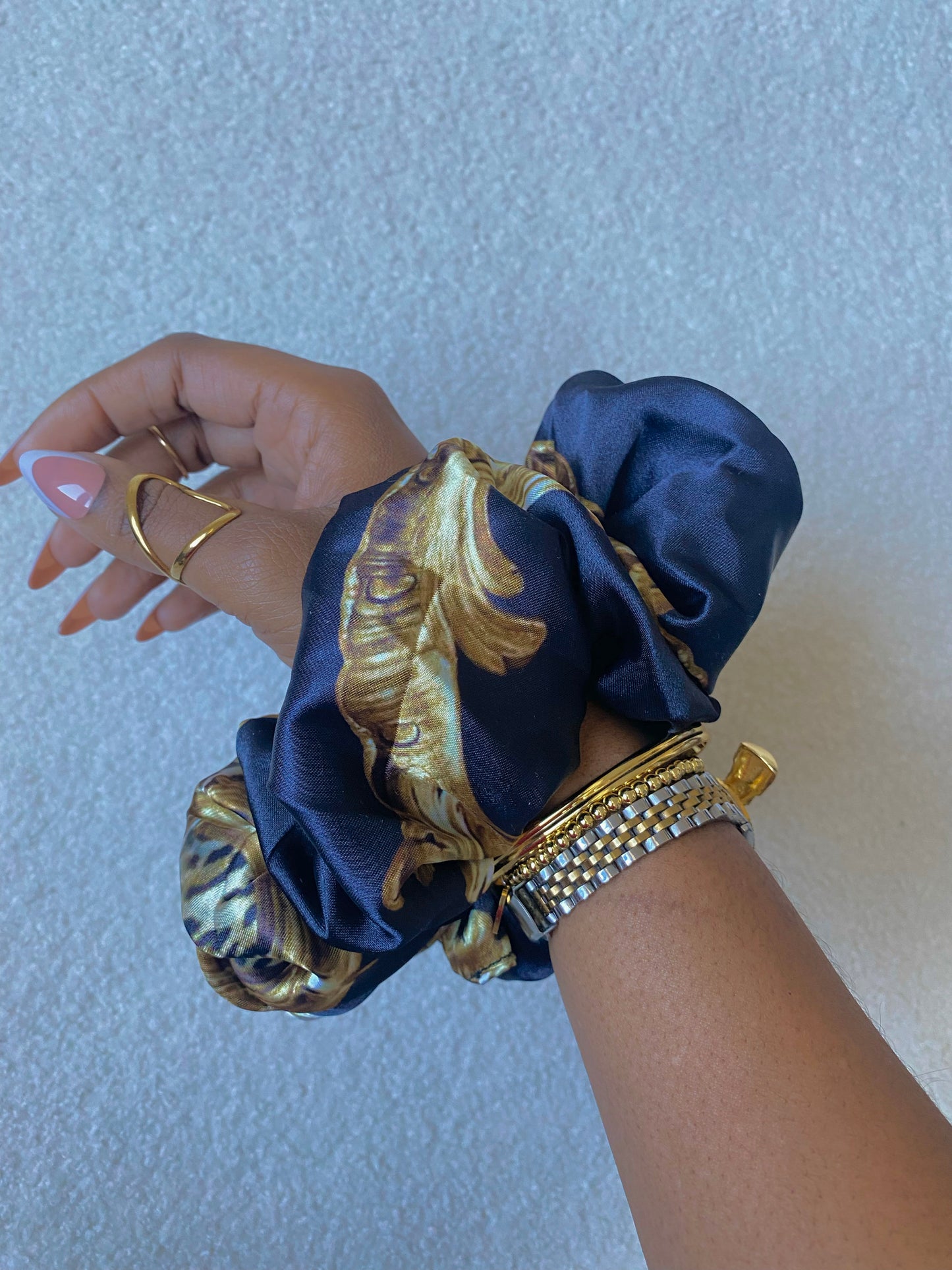 Autumn Damask Satin Scrunchies