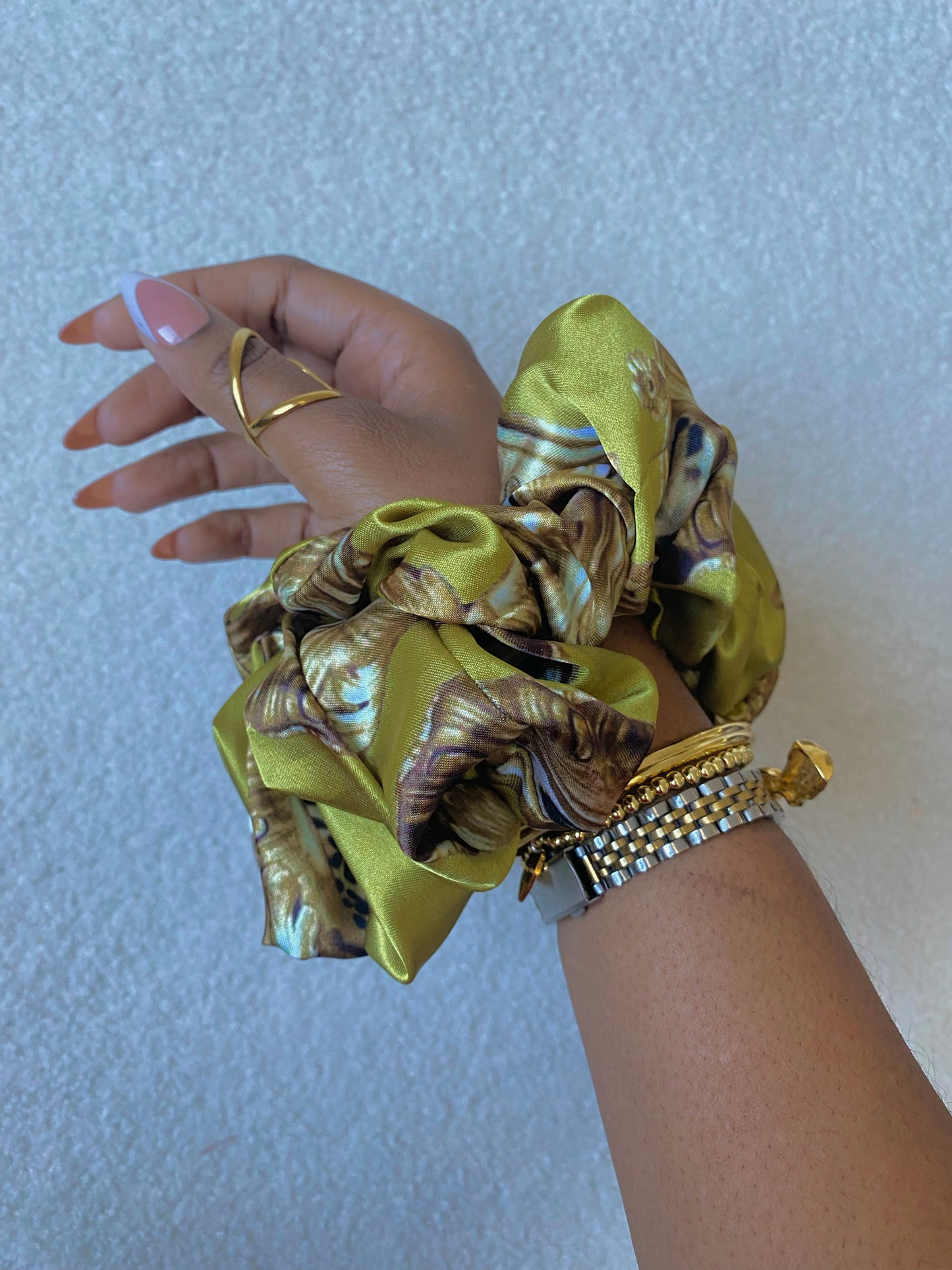 Autumn Damask Satin Scrunchies