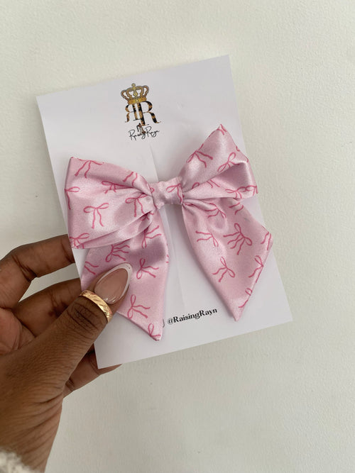 Pink Bow Satin mini Bow Hair Clips