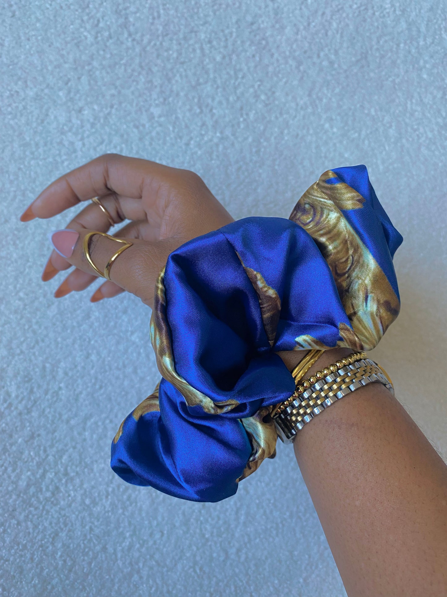 Autumn Damask Satin Scrunchies