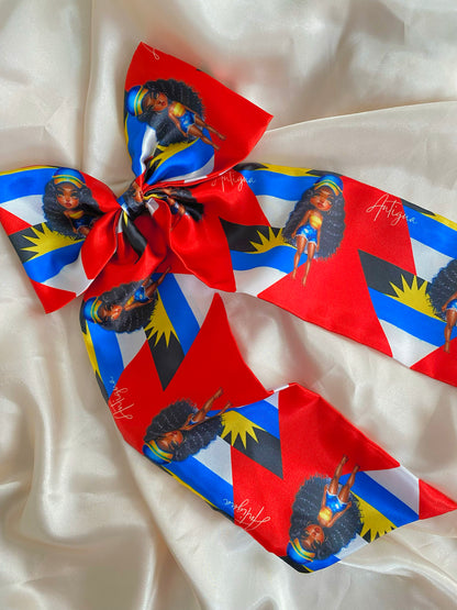 (Extra long) African & Caribbean XL Satin Long Tail Bow Hair Clips