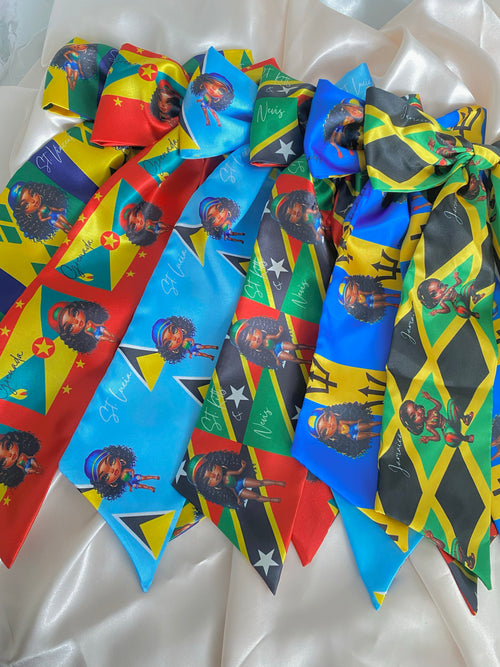(Extra long) African & Caribbean XL Satin Long Tail Bow Hair Clips