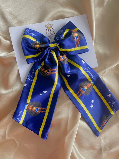 African & Caribbean Satin LongTail Bow Hair Clips