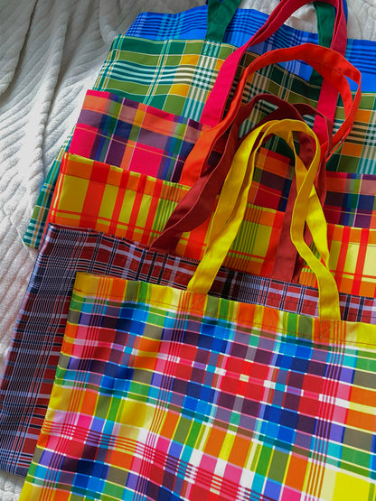 Madras Oversized Tote Bag