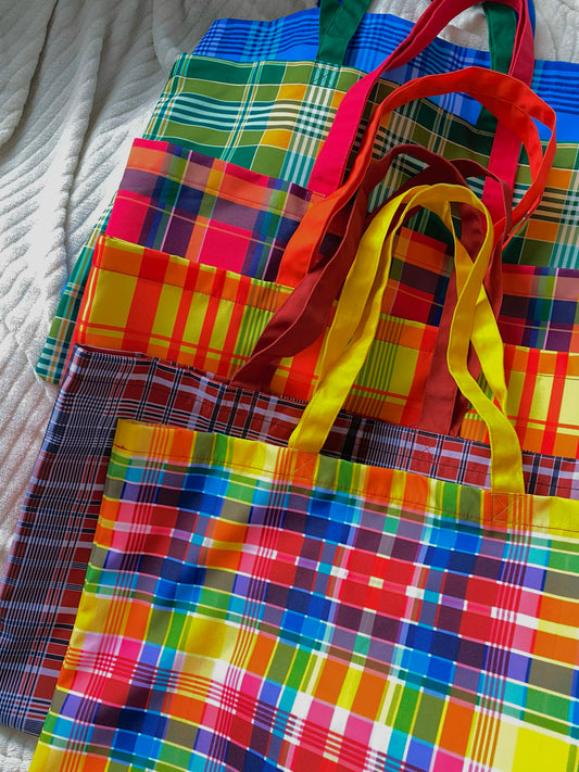 Madras Oversized Tote Bag