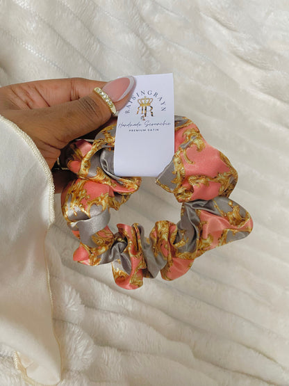 Autumn Damask Regular Satin Scrunchies