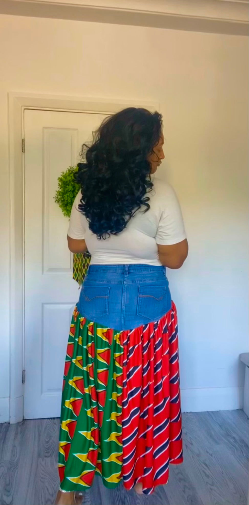 Up-Cycle Denim Maxi Ruffle Skirt