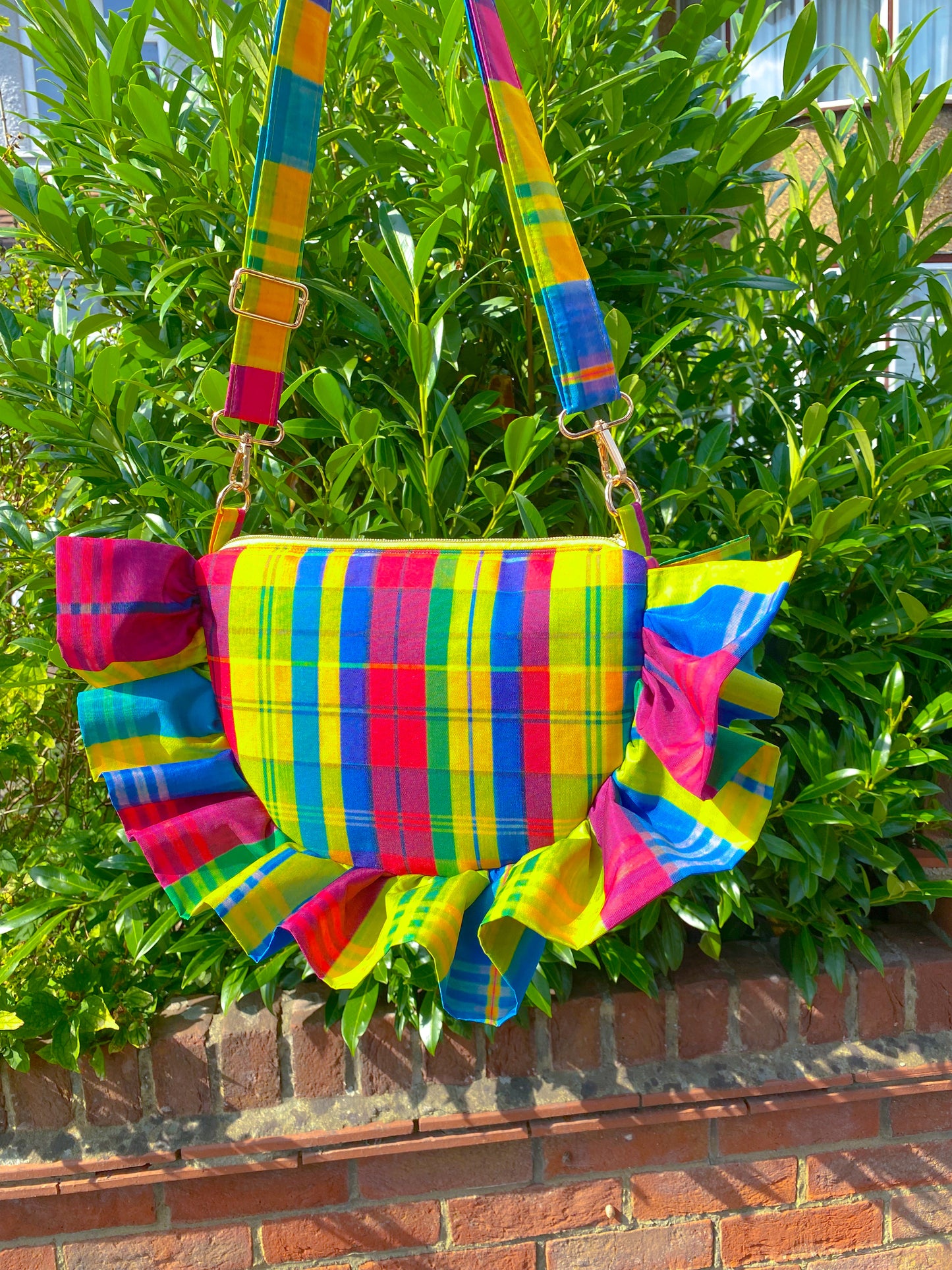 PRE-ORDER Madras Ruffle Crosstown Bag