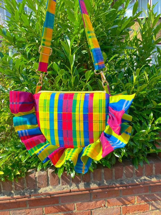 PRE-ORDER Madras Ruffle Crosstown Bag