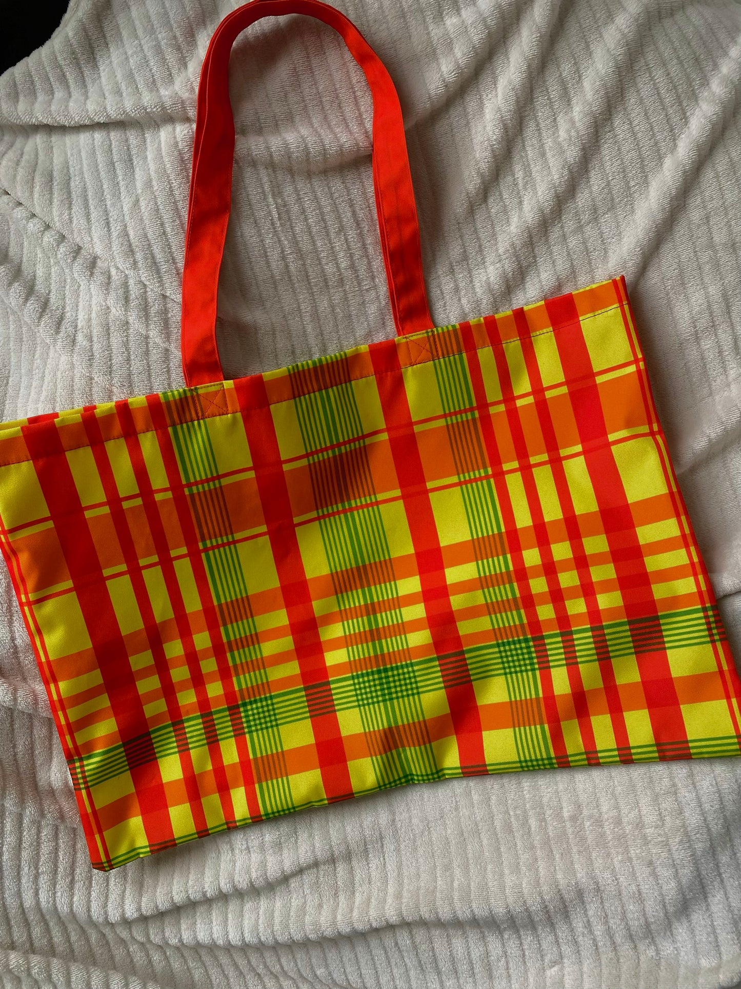 Madras Oversized Tote Bag