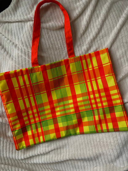 Madras Oversized Tote Bag