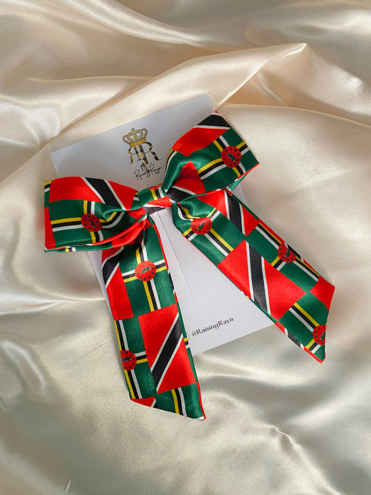 PRE - ORDER Dual Heritage African & Caribbean Satin long tail mini Bows